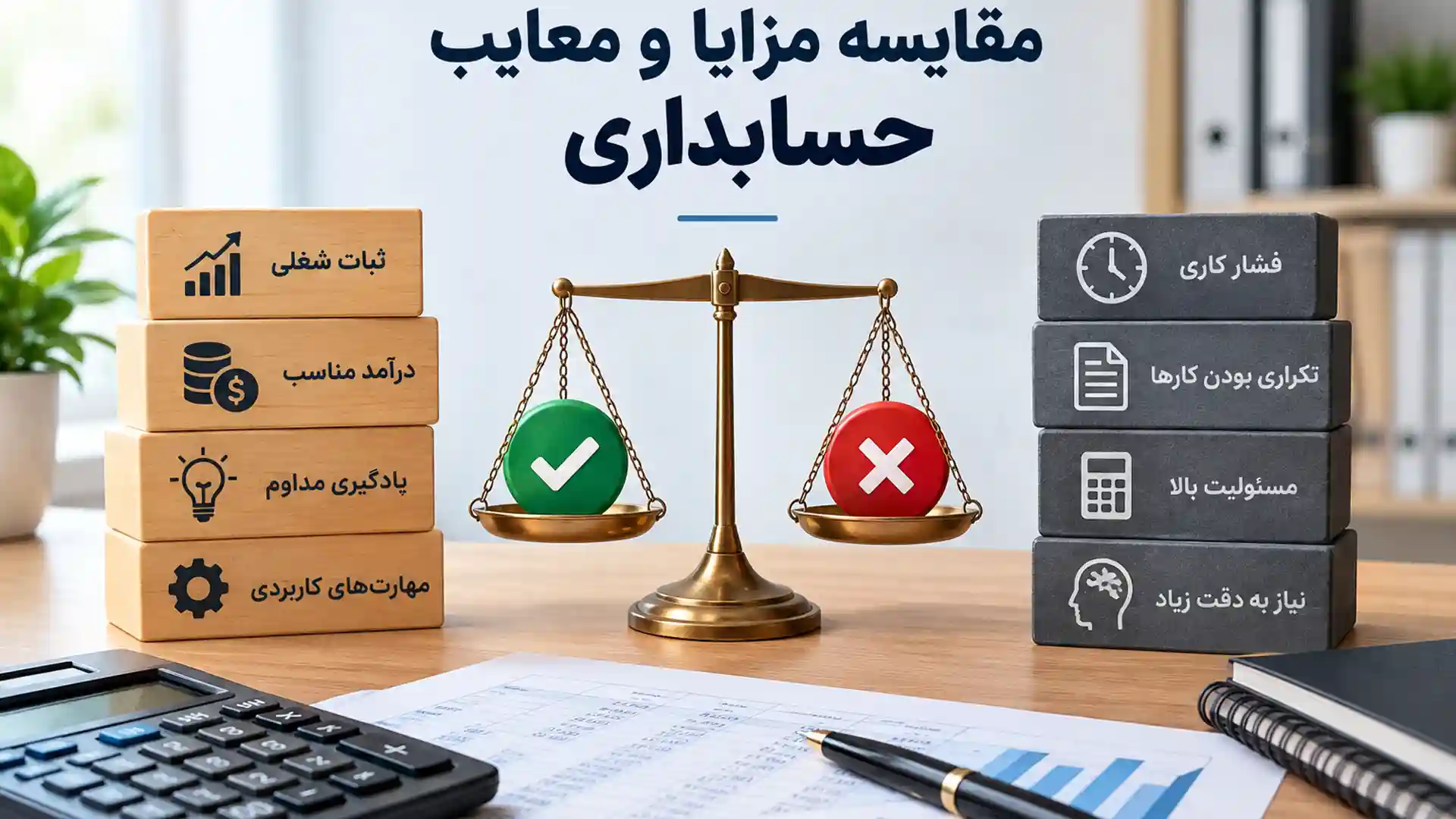 مقایسه مزایا و معایب شغل حسابداری